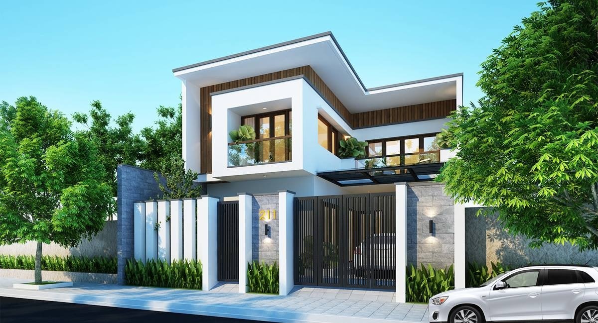 mẫu thiết kế nhà 2 tầng chữ l