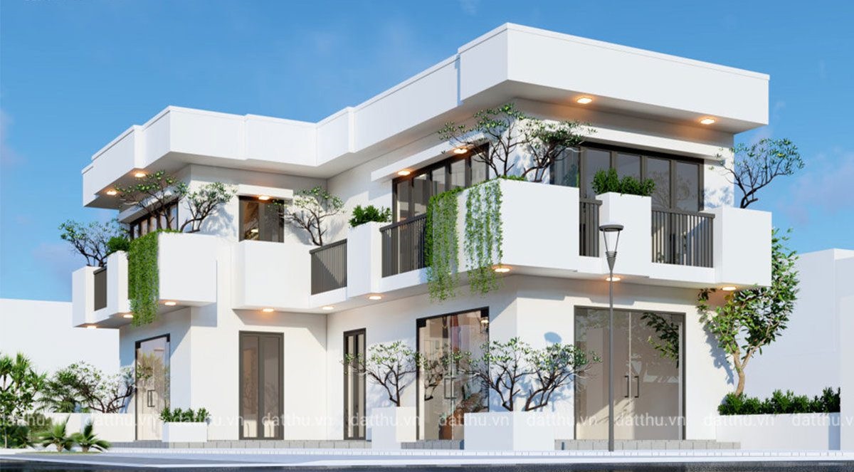 mẫu thiết kế nhà 2 tầng chữ l