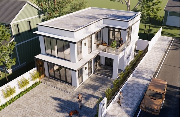 mẫu thiết kế nhà 2 tầng chữ l