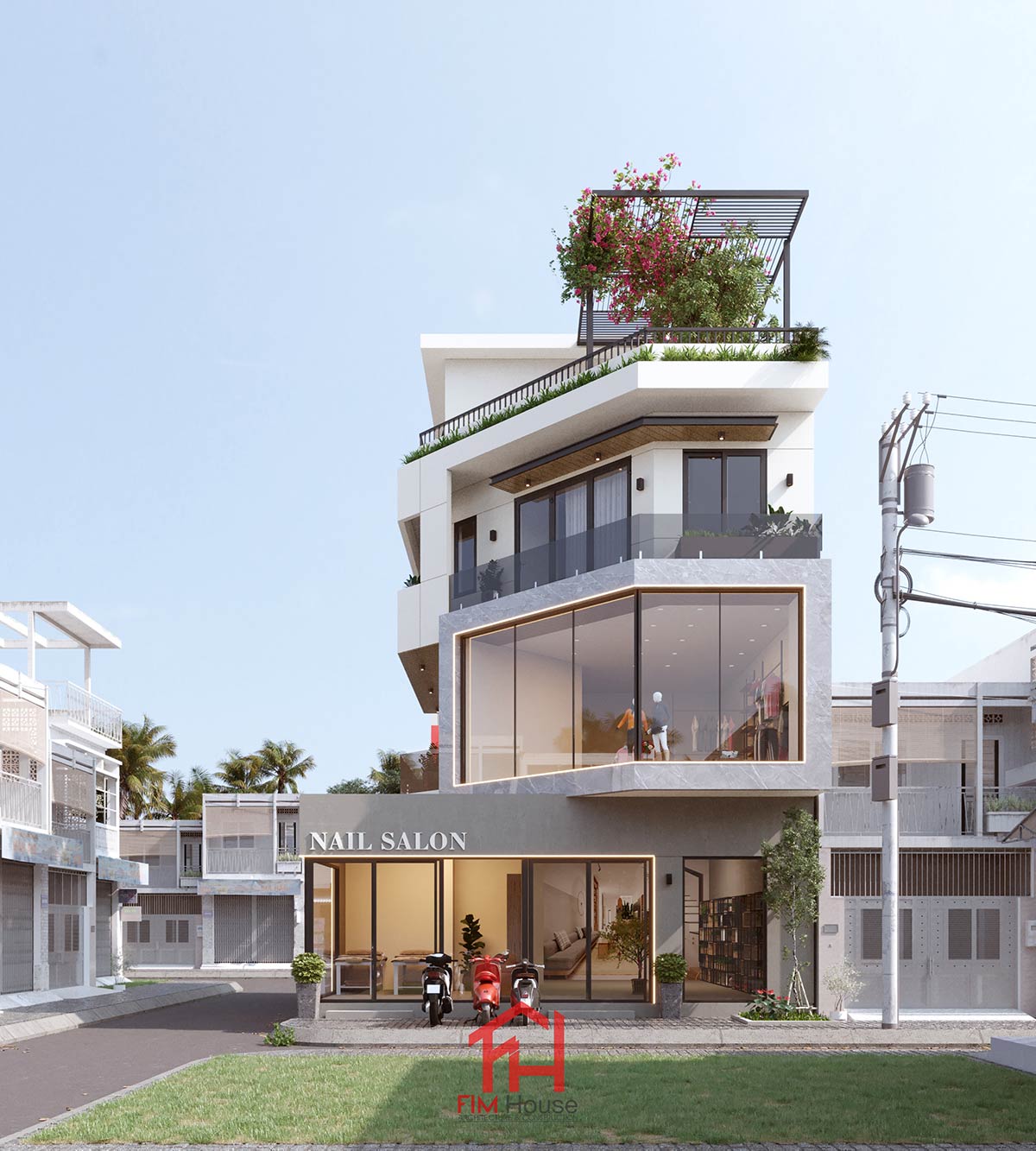 mẫu thiết kế nhà phố 2 mặt tiền