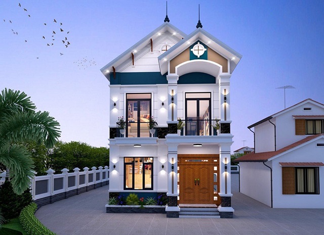 mẫu thiết kế nhà 2 tầng mái thái