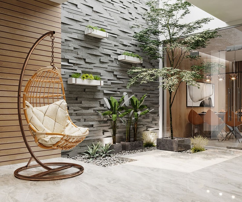 Mẫu thiết kế giếng trời cầu thang nhà ống