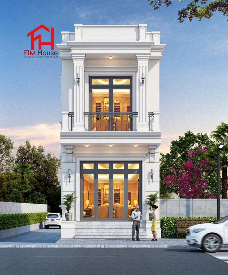Mẫu nhà phố 2 tầng tân cổ điển