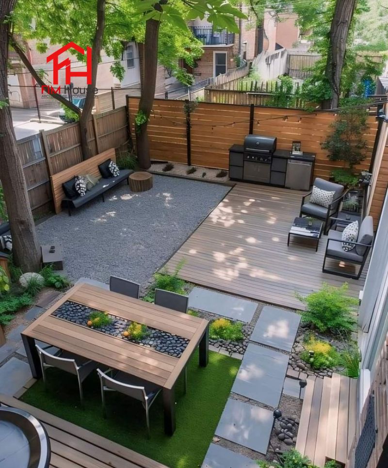 sân vườn có khu vực nghĩ ngơi ngoài trời