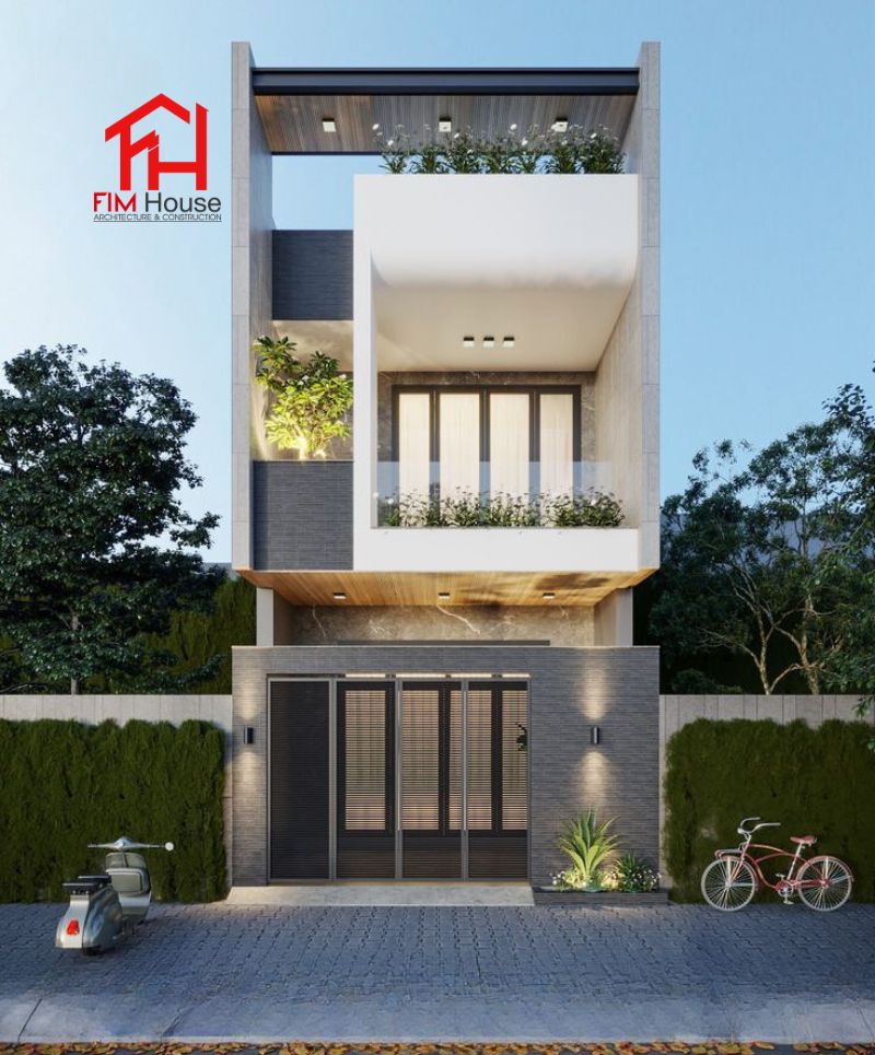 nhà phố 2 tầng phong cách hiện đại tối giản