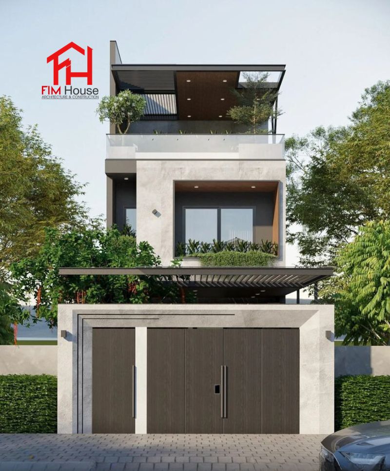 nhà phố 2 tầng phong cách hiện đại tối giản