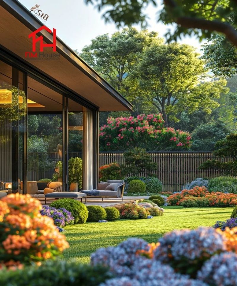 sân vườn sử dụng vật liệu phù hợp 