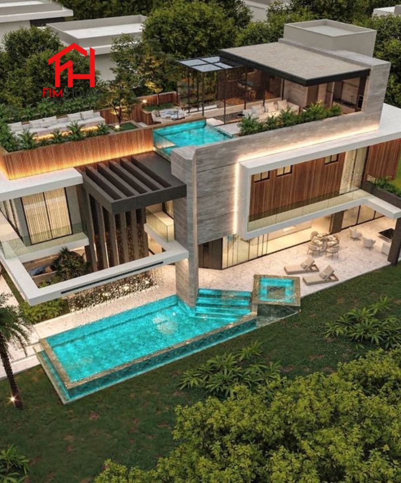 mẫu thiết kế biệt thự có hồ bơi