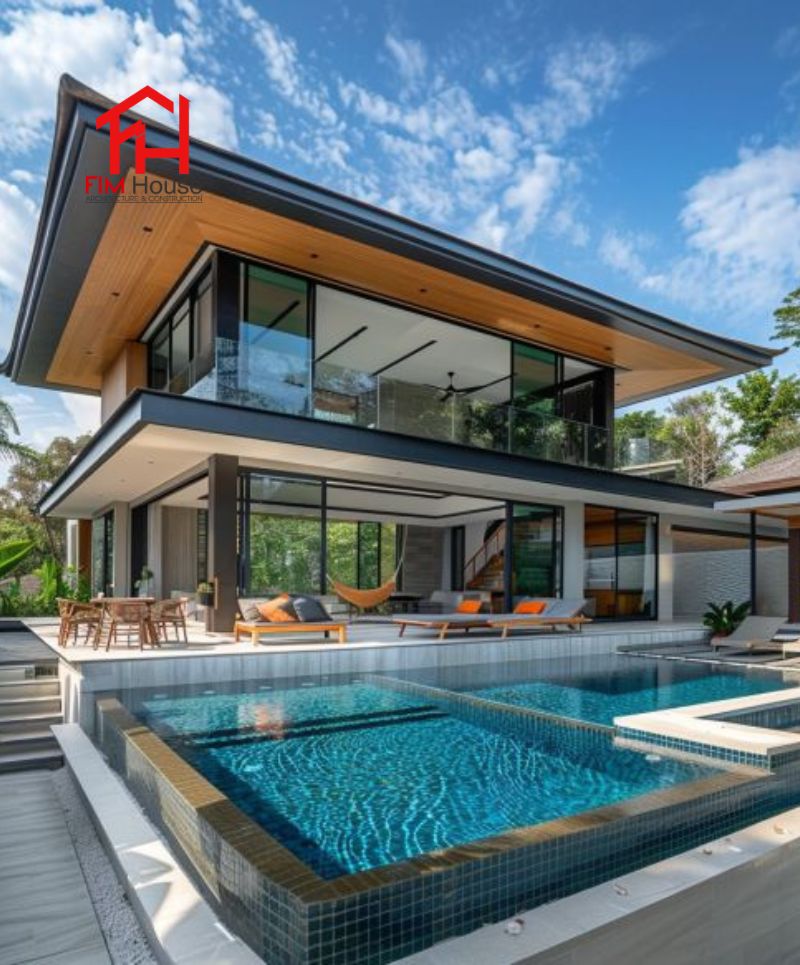 mẫu thiết kế sân vườn có hồ bơi