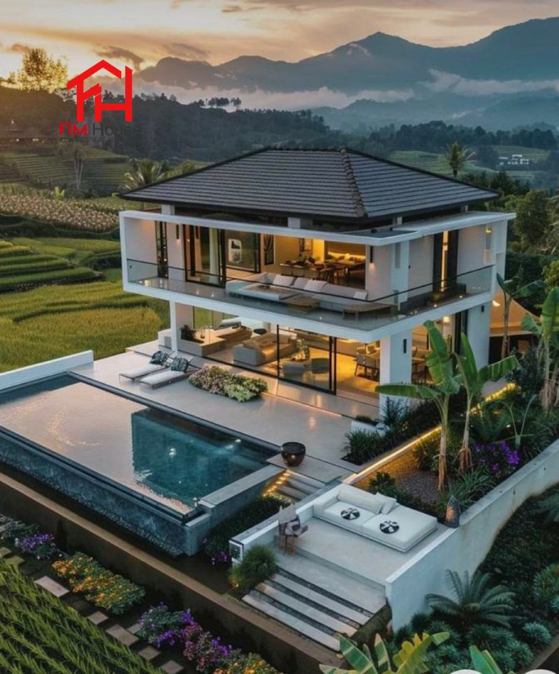 mẫu thiết kế sân vườn có hồ bơi