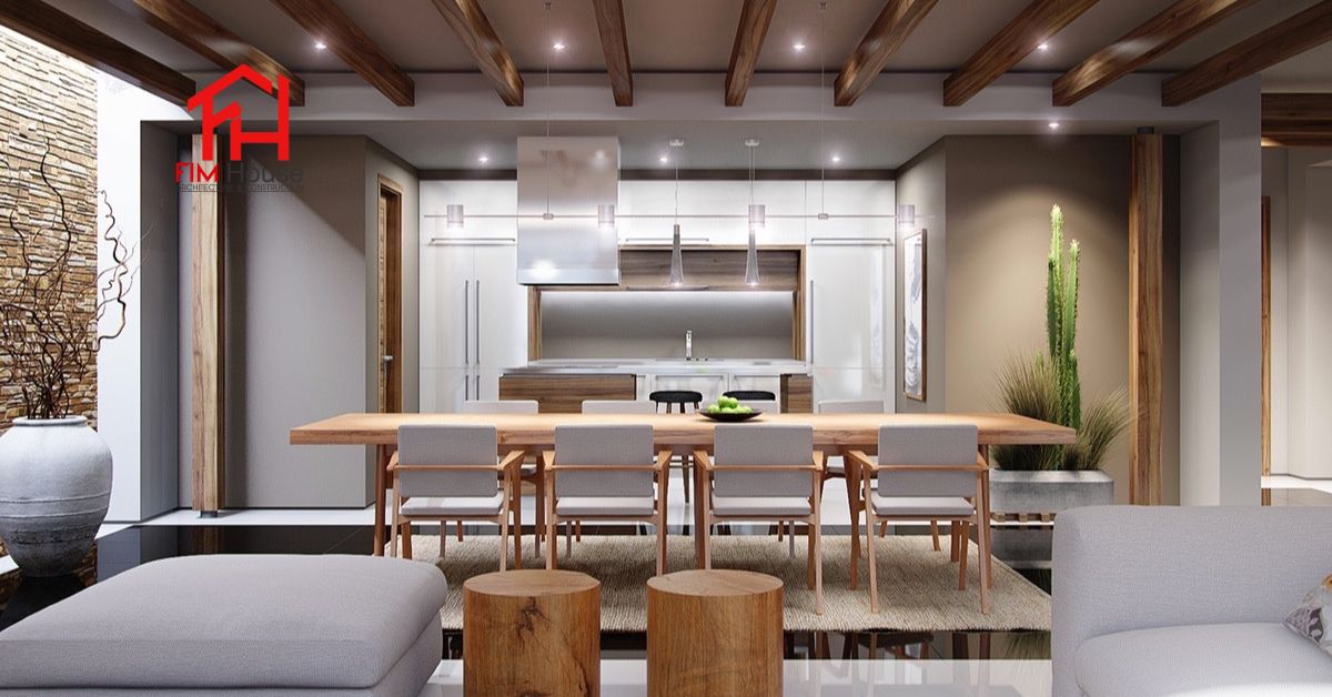 phòng ăn gỗ tự nhiên