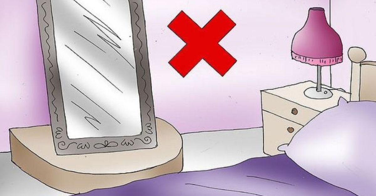 Giường ngủ đối diện gương soi