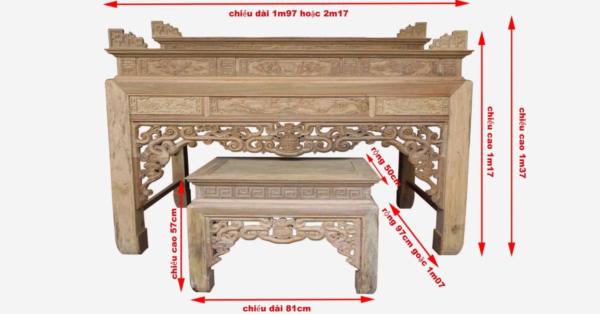 Kích thước bàn thờ phải phù hợp với không gian