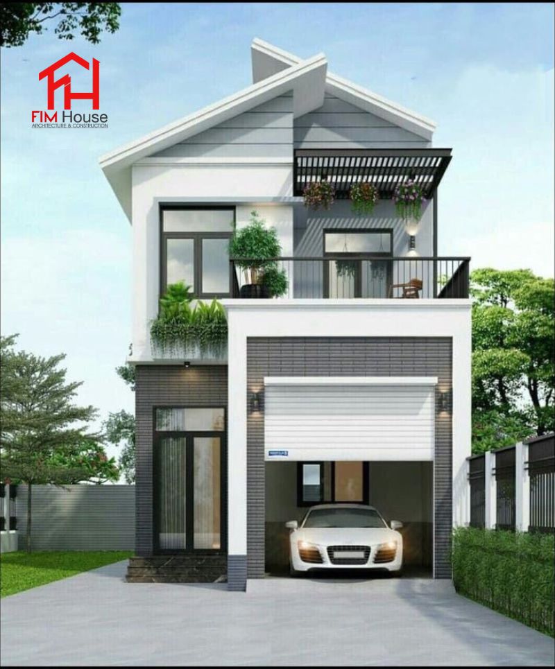 Mẫu nhà 1 trệt 1 lầu có gara ô tô