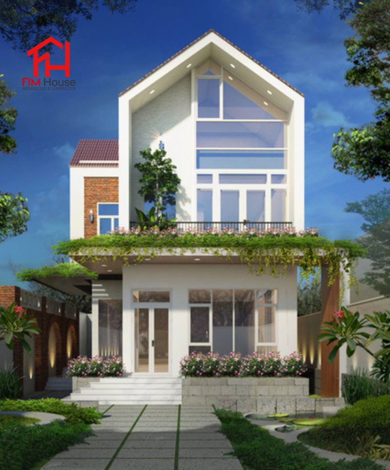 Mẫu nhà 2 tầng có sân vườn nhỏ