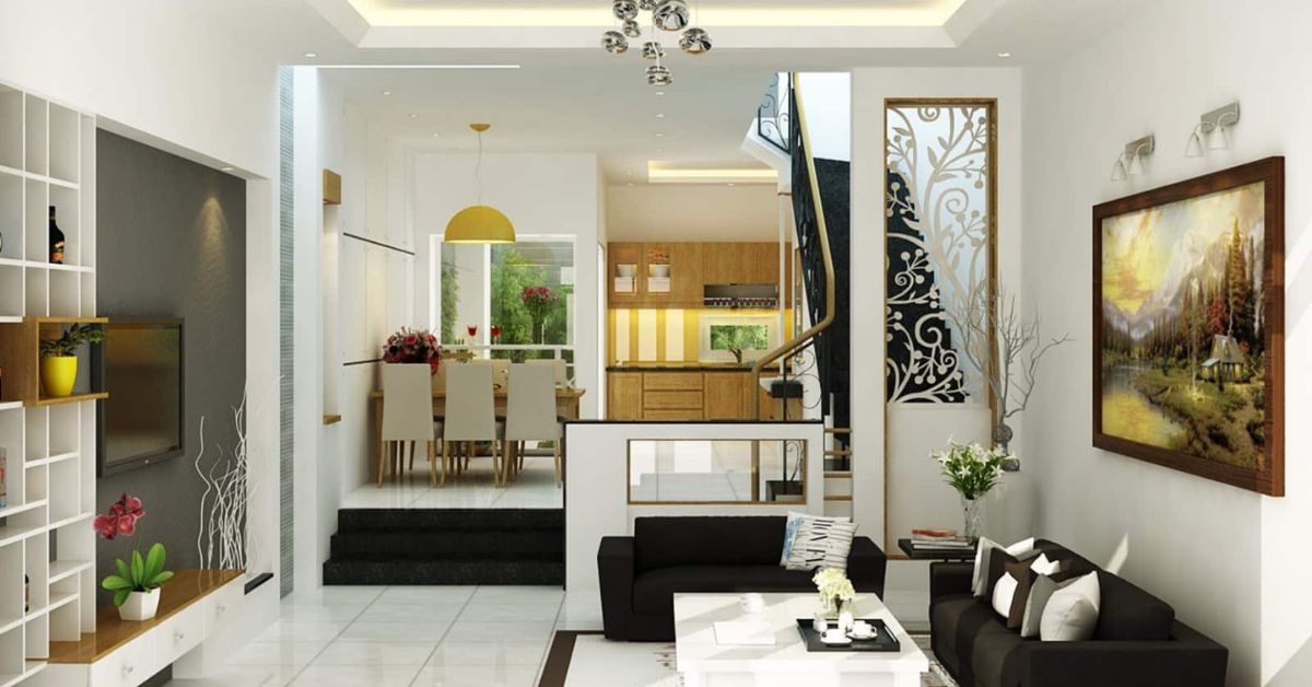 nền nhà bếp cao hơn phòng khách