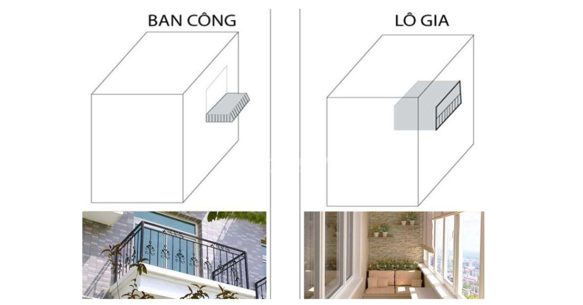 phân biệt lô gia và ban công