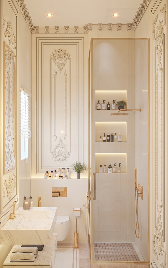 Mẫu thiết kế nhà vệ sinh phong cách tân cổ điển